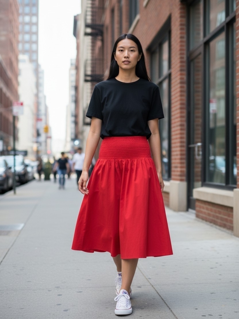 wild fable Red Midi Skirt